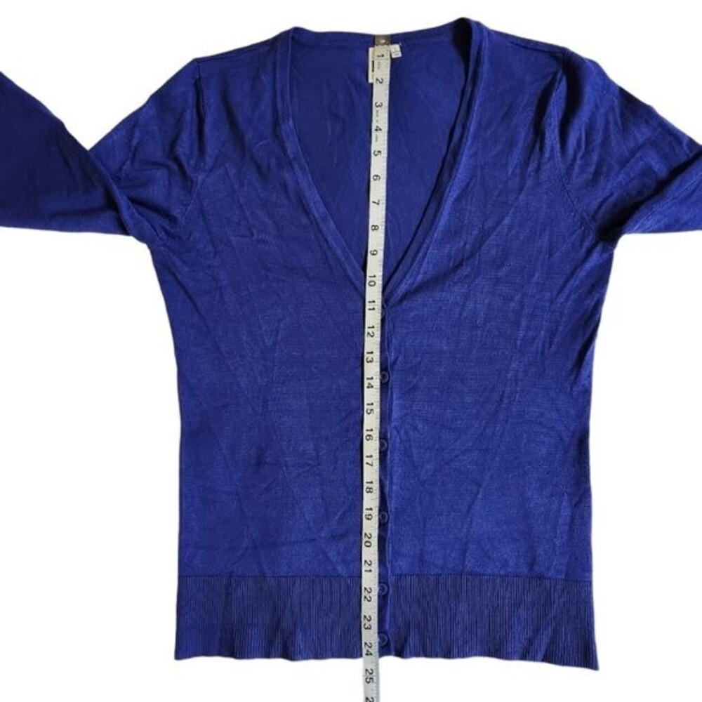 14th & Union blue button front v neck 3/4 sleeve cardigan sweater sz L - Picture 10 of 11